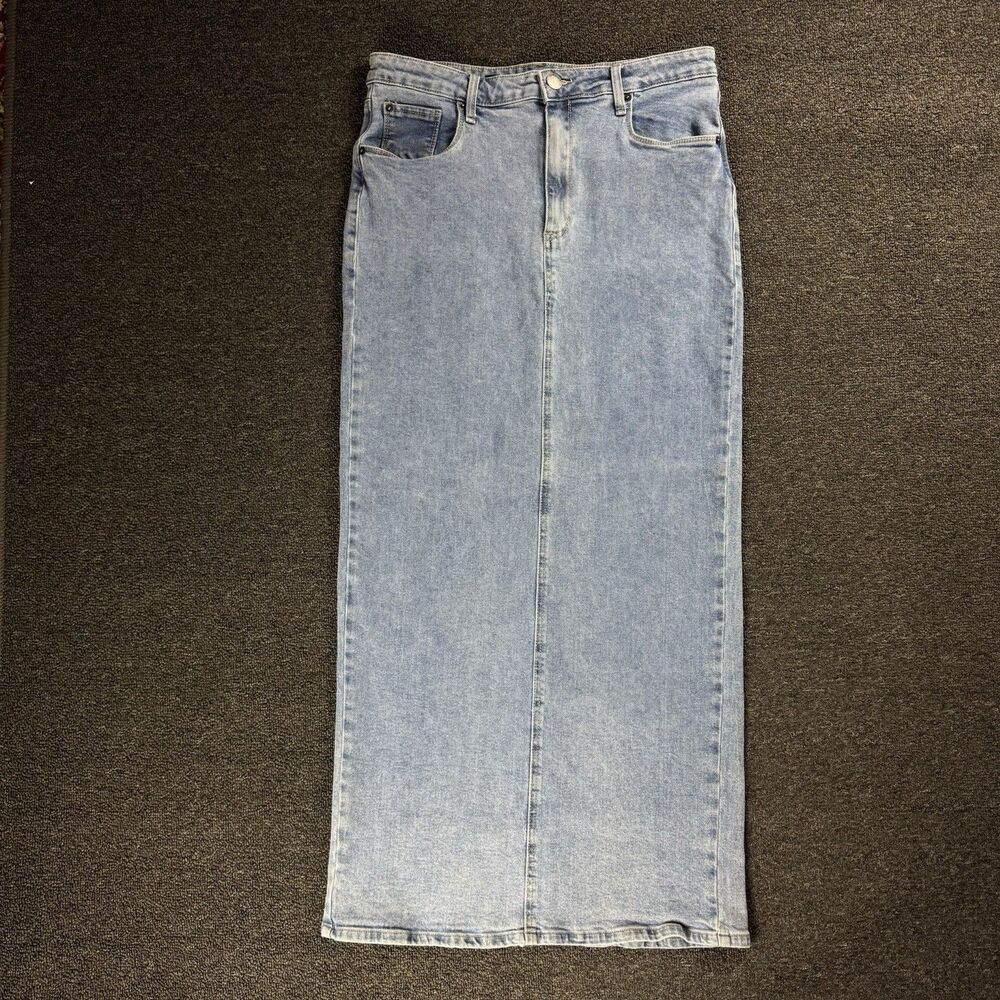 STS Blue Niki Maxi Pencil Skirt Light Wash Denim Stretch Size 30 Modest Western
